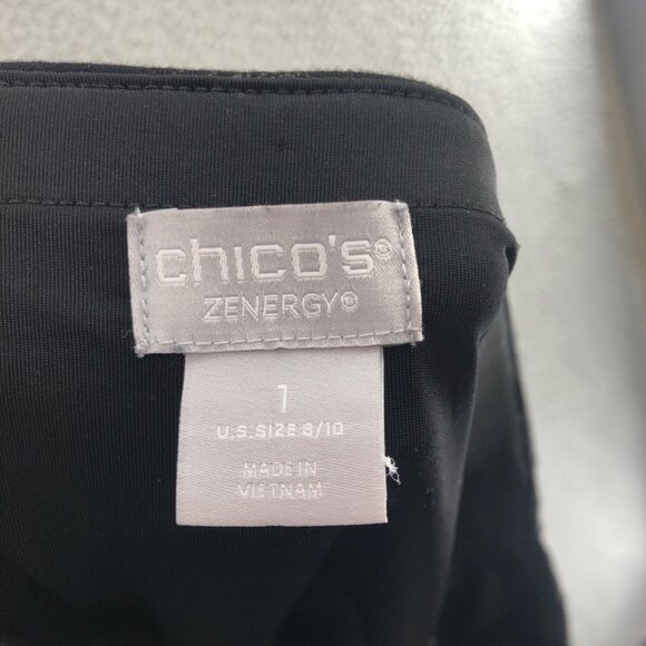 Chicos Leggings Women 1 US 8 10 Black Houndstooth Zenergy Stretch Pull On Casual - Picture 5 of 11